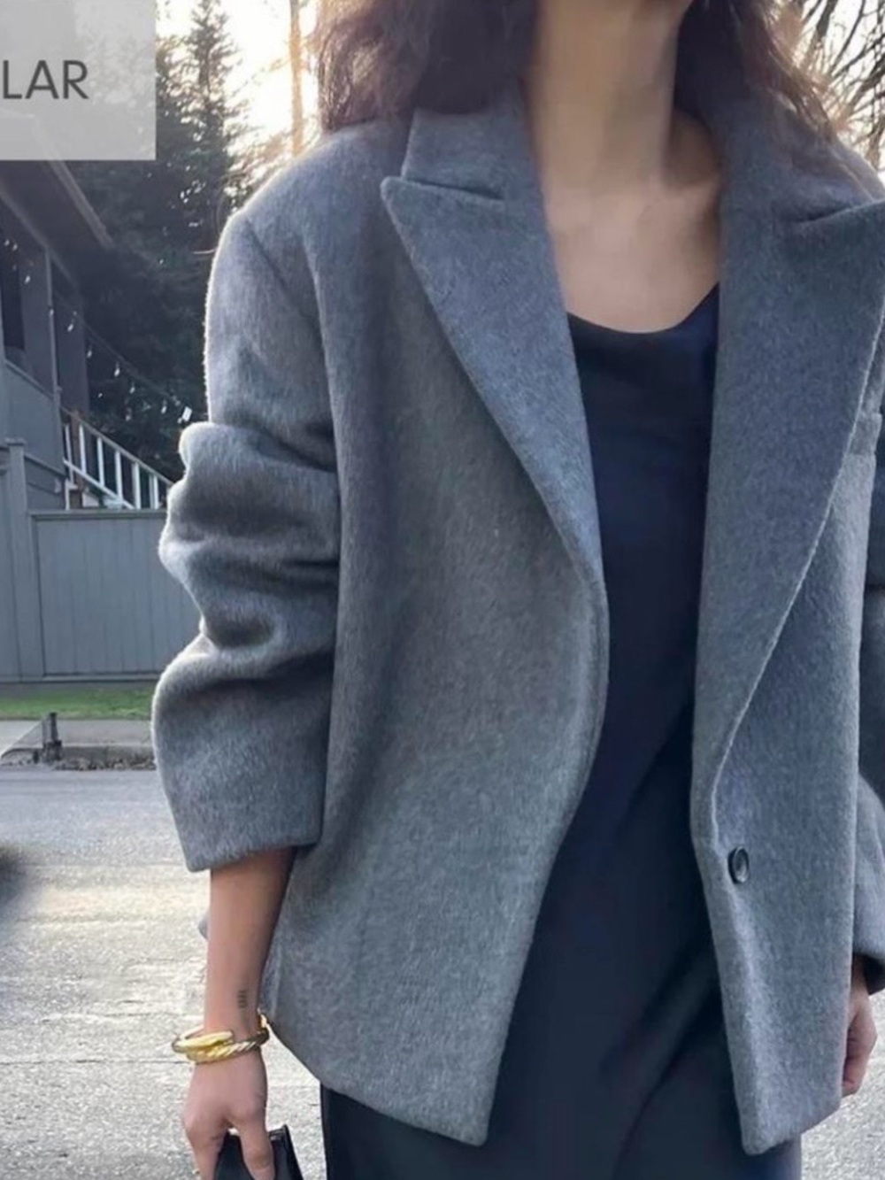 OAK + FORT Charcoal Cropped Blazer Jacket